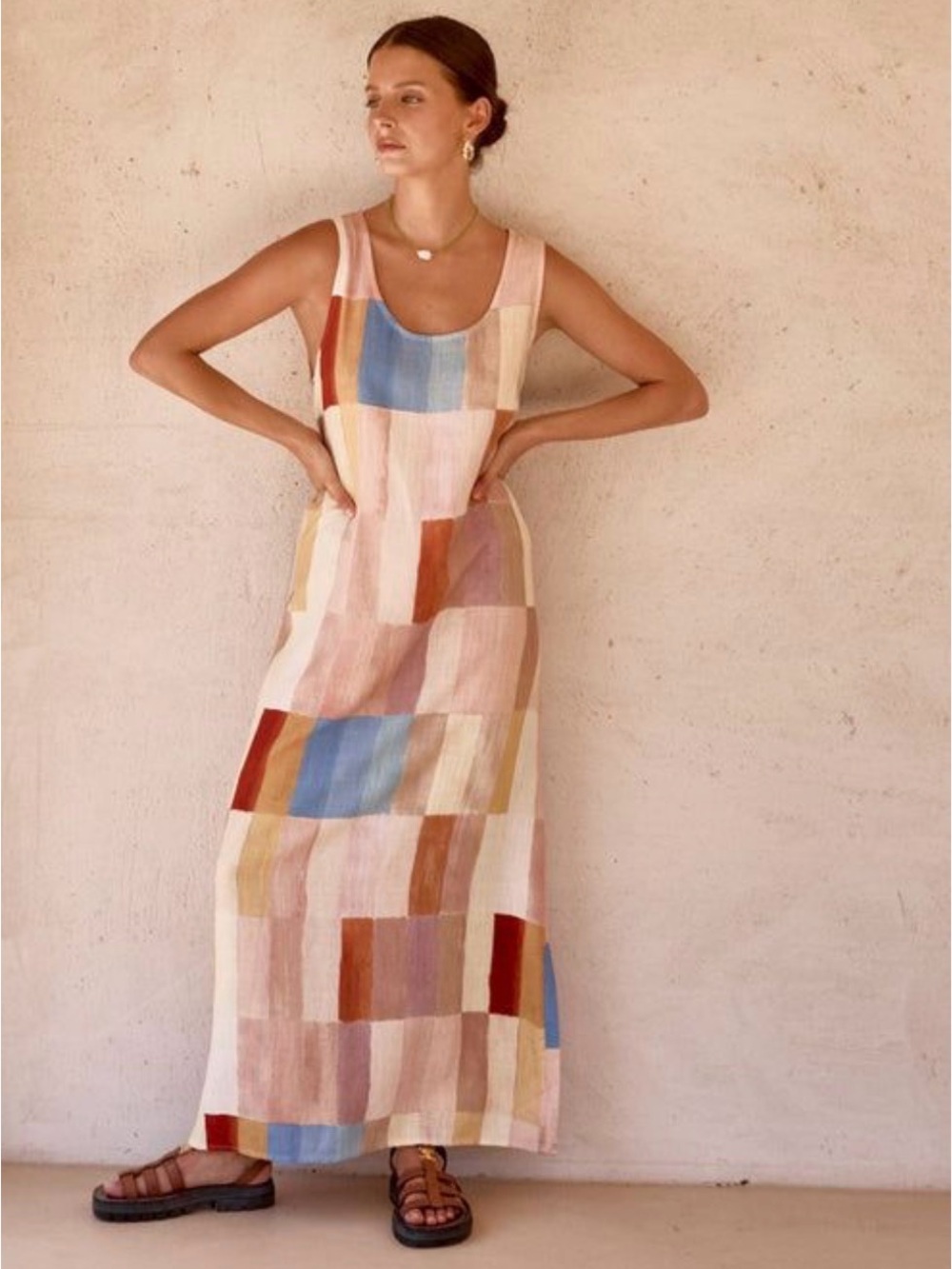 VRG GRL Cate Smock Maxi Dress in Patchwork